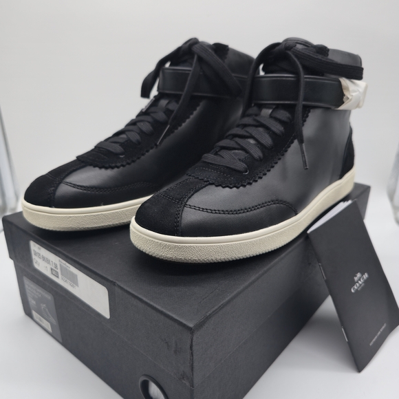Coach Black and Cream High-Top Sneakers - Picture 1 of 7